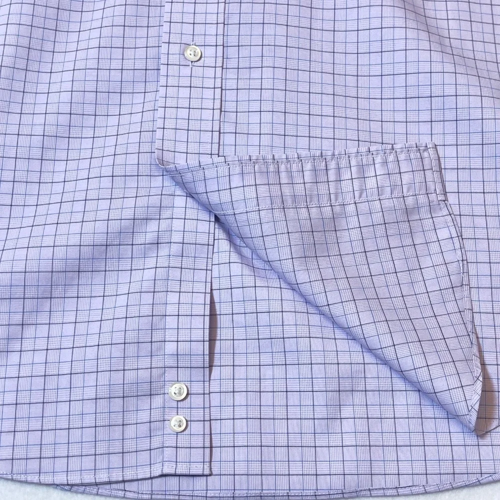 Jos A Bank Traveler Men'sTraditional Fit Lavender Check Shirt Size 16/34 - Picture 5 of 14